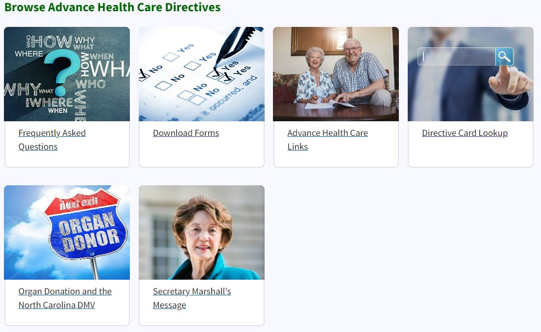 Figure 5. Browse Advance Health Care Directives section