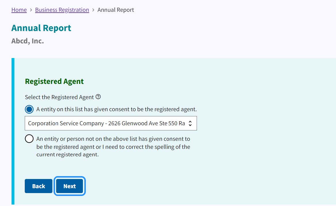 Figure 10. Registered Agent