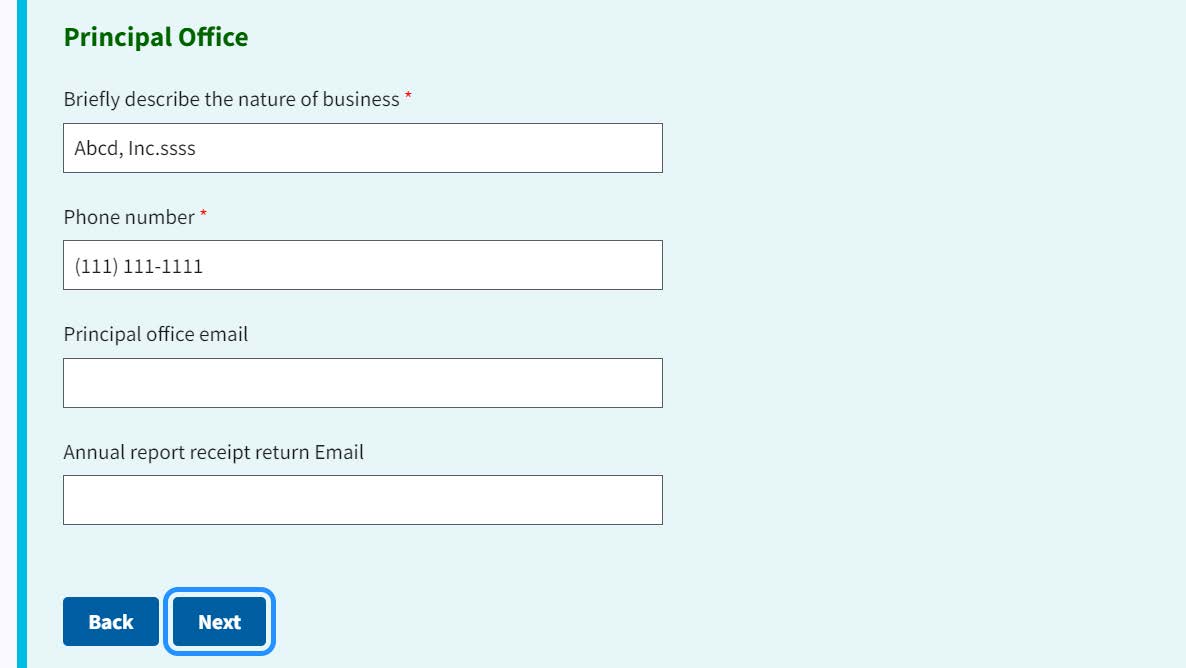 Figure 11. Principal Office Page