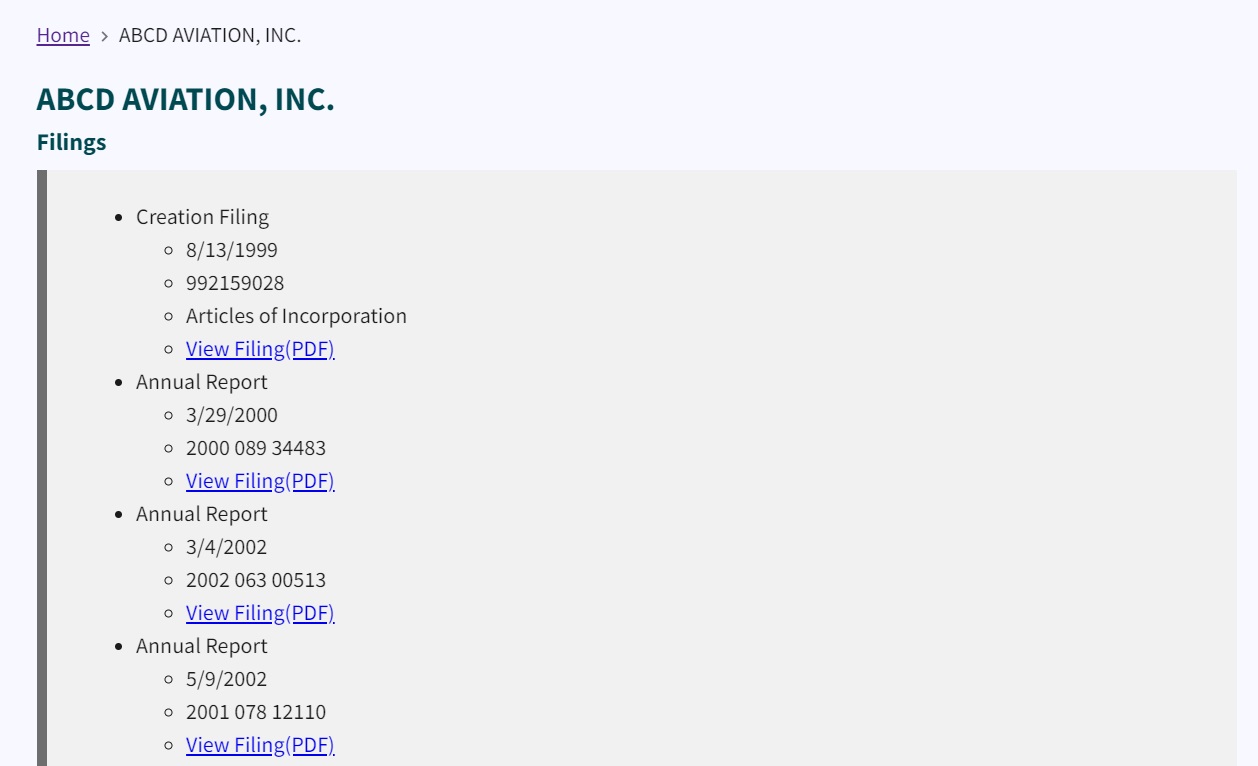 Figure 29. List of Filings