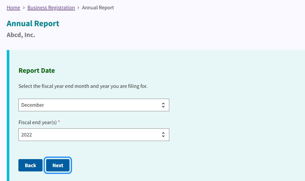 Figure 7. Select fiscal year end month and year for the filing