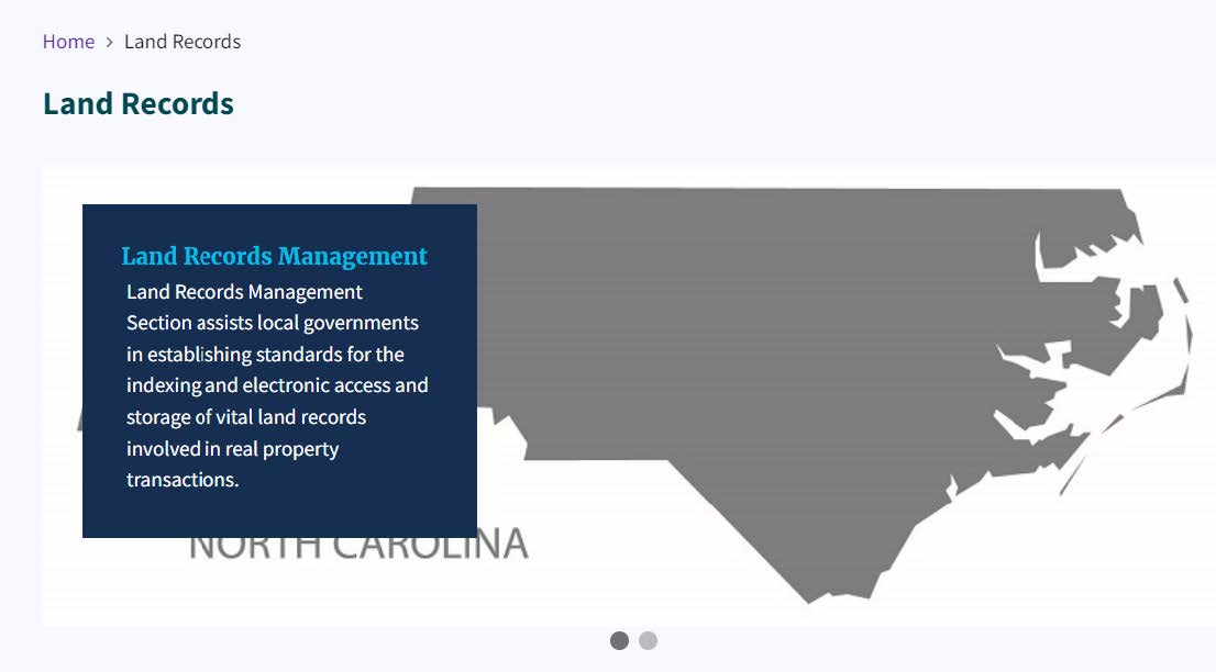 A screen shot of the north carolina website