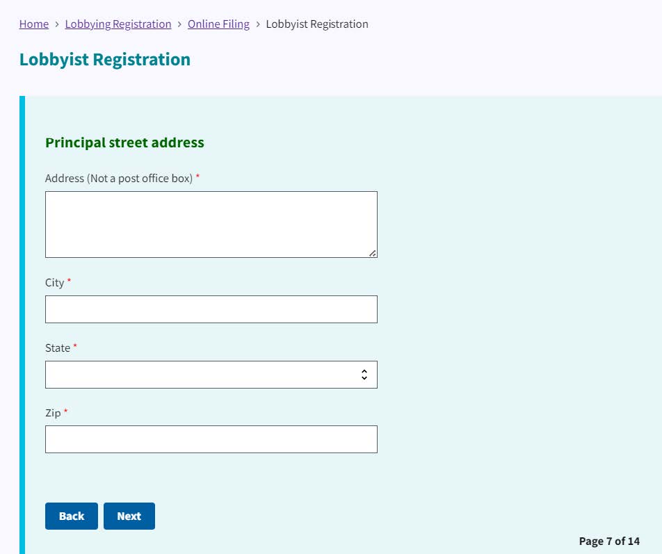 Figure 20. Principal Street Address