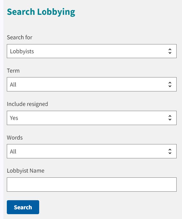 Figure 52. Search lobbying tool