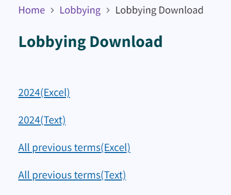 Figure 55. Lobbying Download page