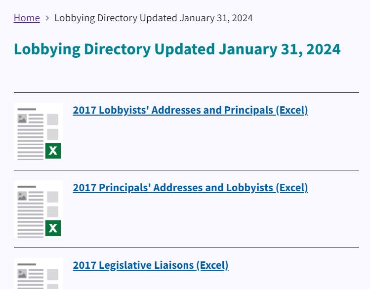 Figure 58. Lobbying Directory List