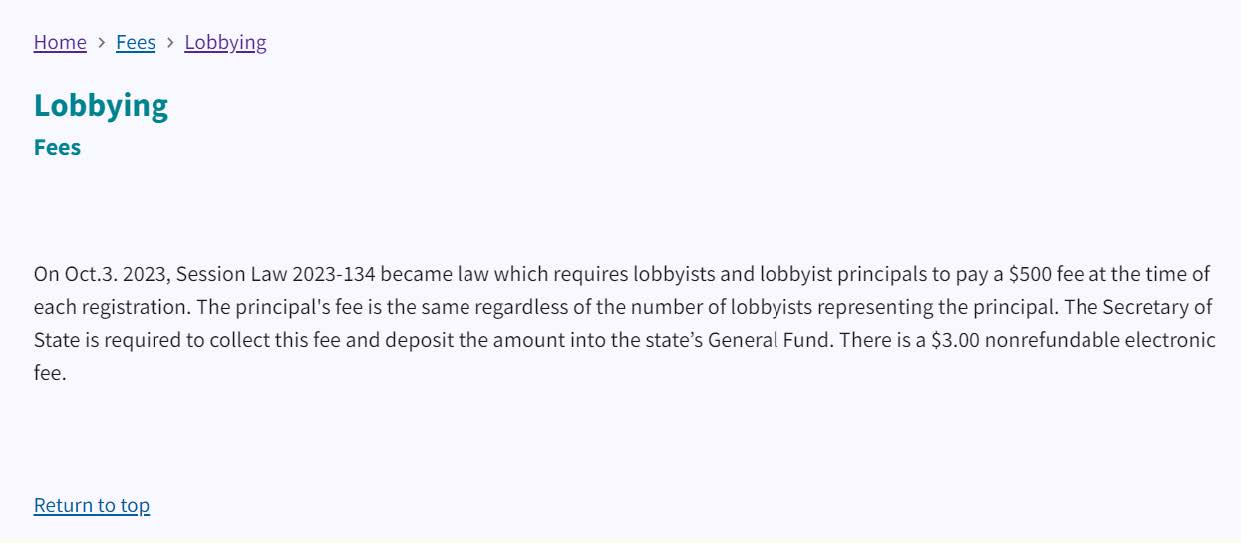 Figure 67. Lobbying Fees page