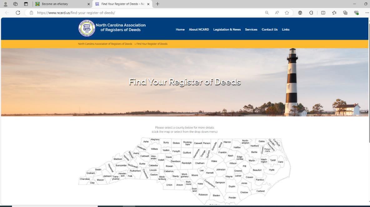 A screen shot of the north carolina website