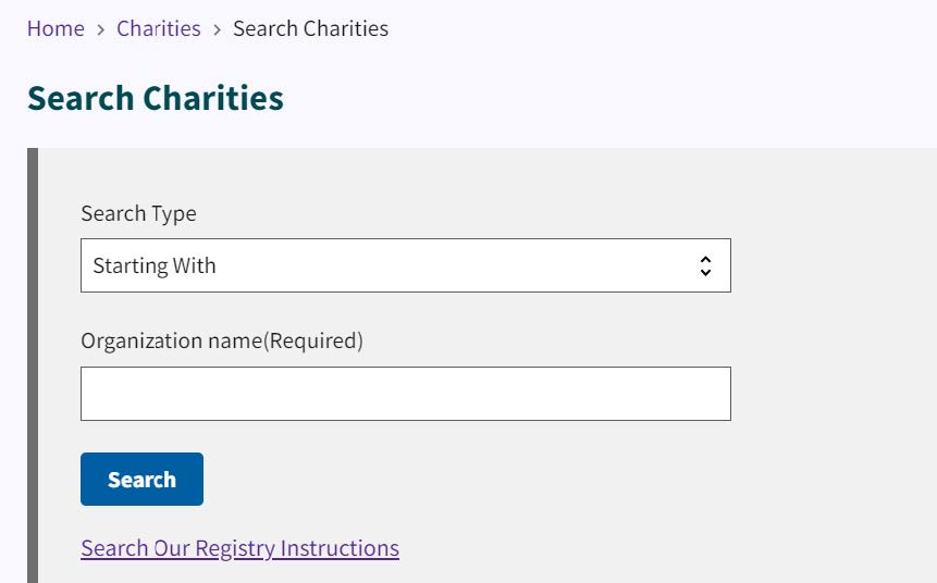 Figure 11. Search Charities page