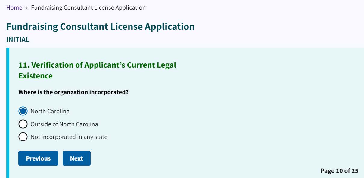 Figure 111. Question: Where is the organization incorporated?