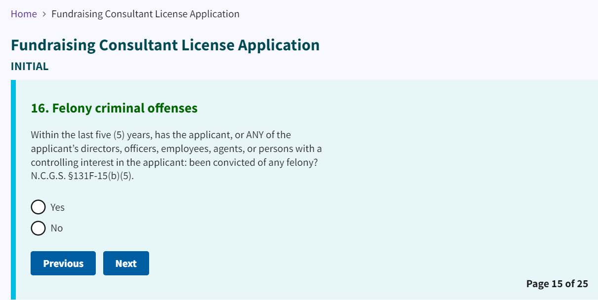 Figure 119. Felony criminal offenses question