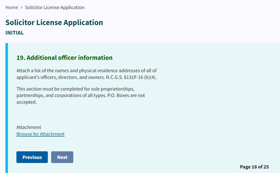 Figure 153. Additional Officer Information upload attachment screen