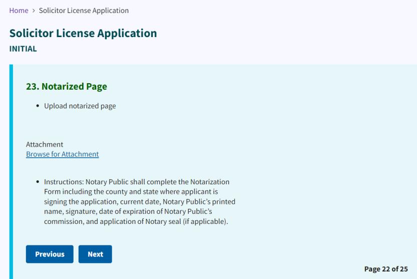 Figure 158. Browse for Attachment link to upload notarized form