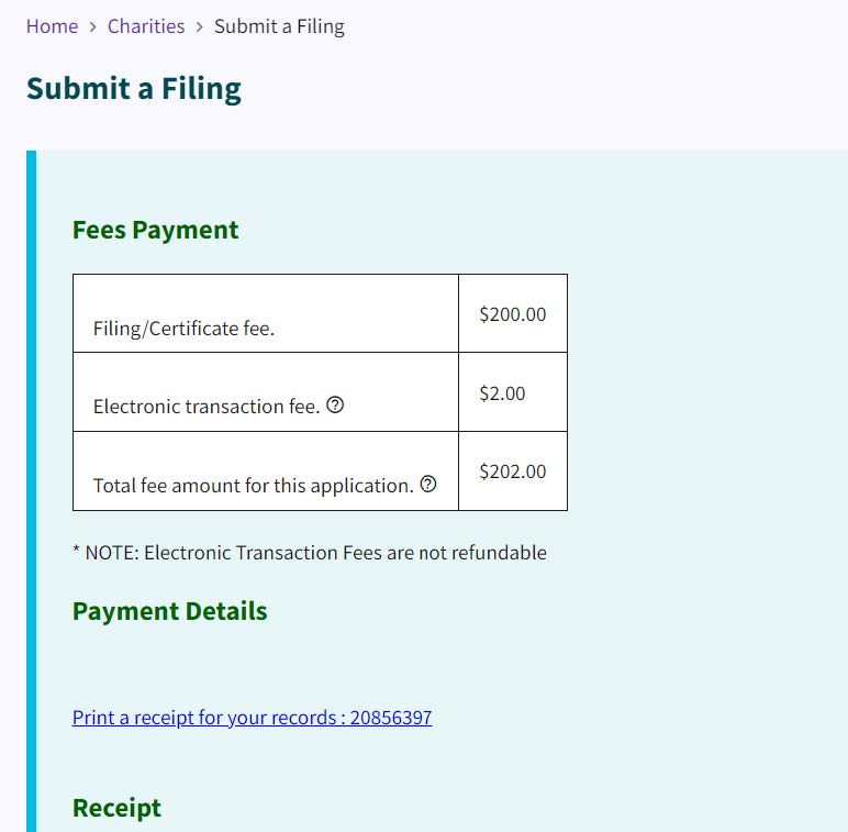 Figure 162. Print a Receipt link on the Fees Payment page