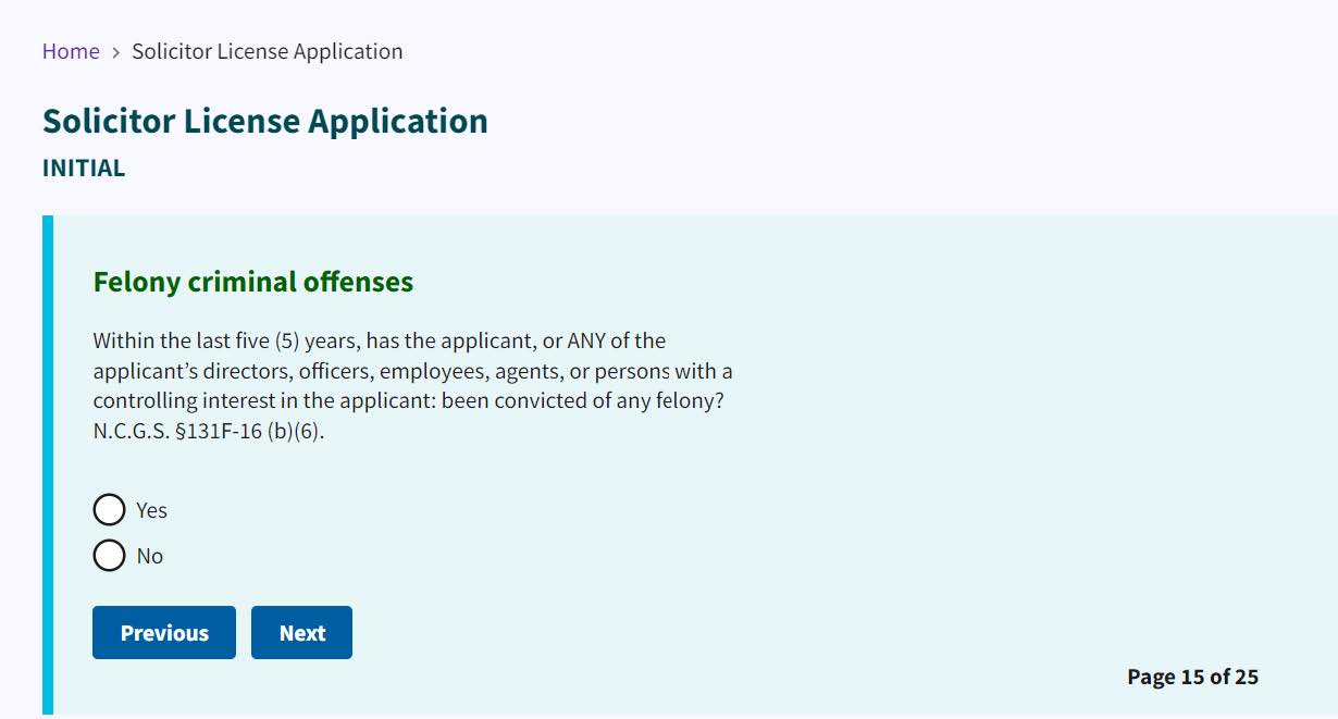 Figure 169. Felony crimes radio button