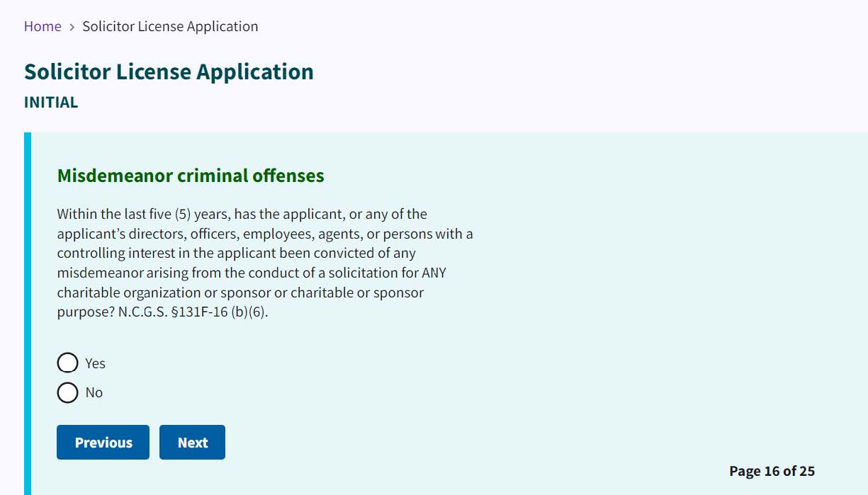 Figure 170. Misdemeanor criminal offense radio buttons