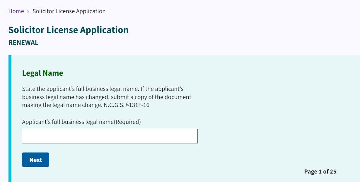 Figure 189. Legal name entry field