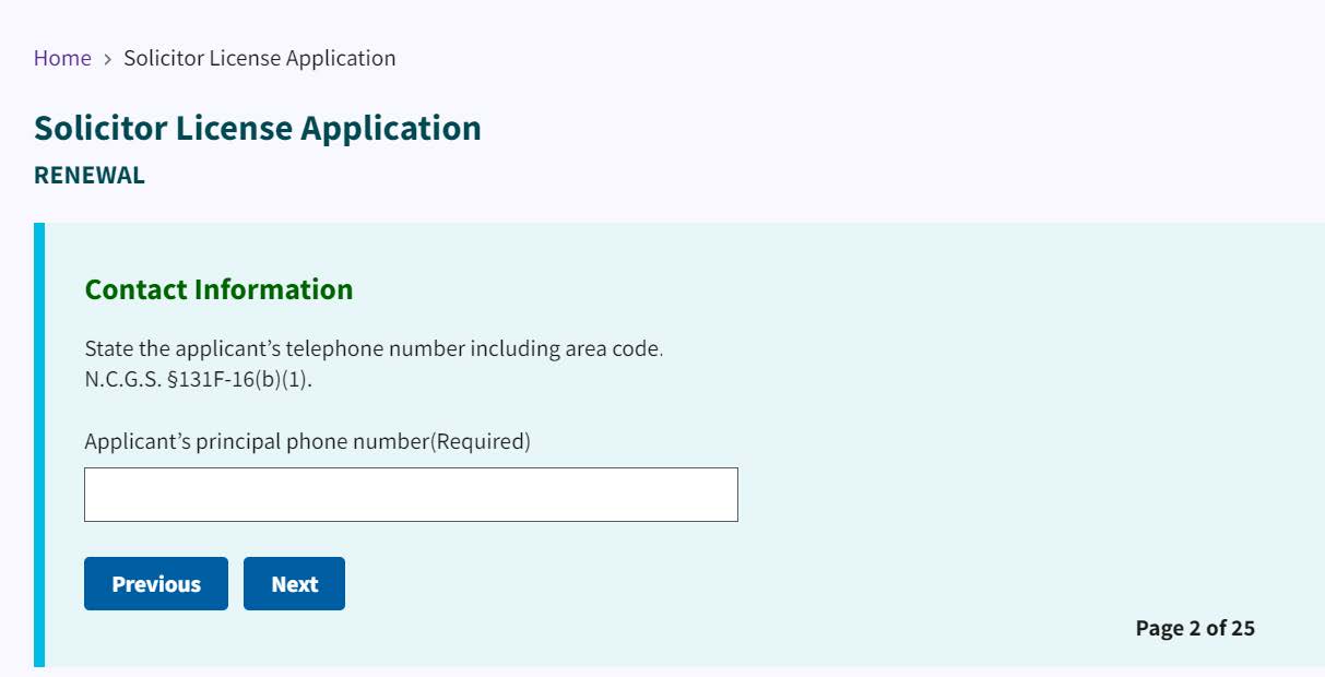 Figure 190. Principal phone number entry field