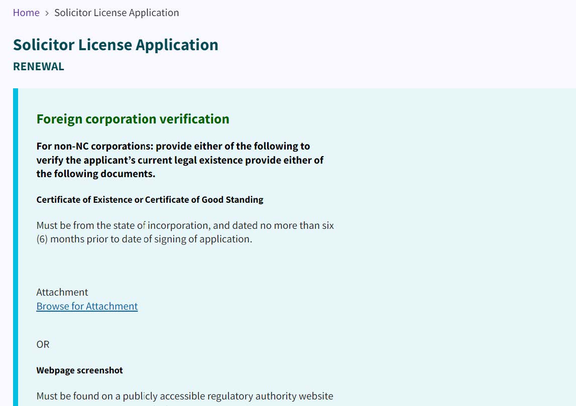 Figure 199. Attach document links for foreign (non-NC) corporations