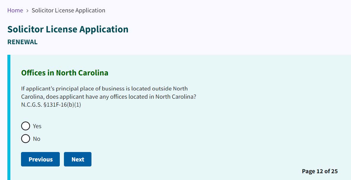 Figure 201. Offices in NC radio buttons