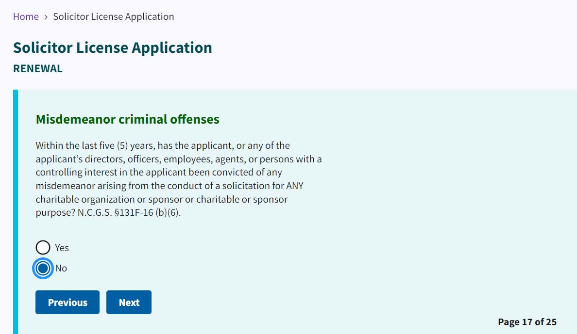 Figure 206. Misdemeanor criminal offenses radio buttons