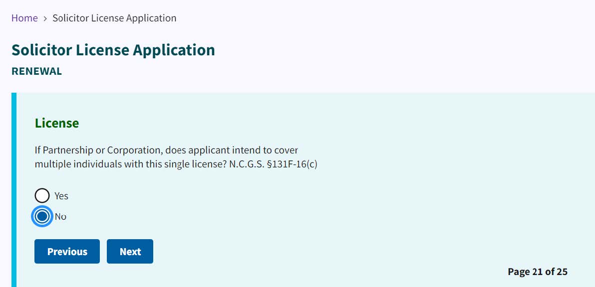 Figure 210. License radio buttons