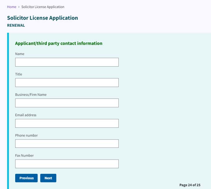 Figure 213. Contact information entry fields