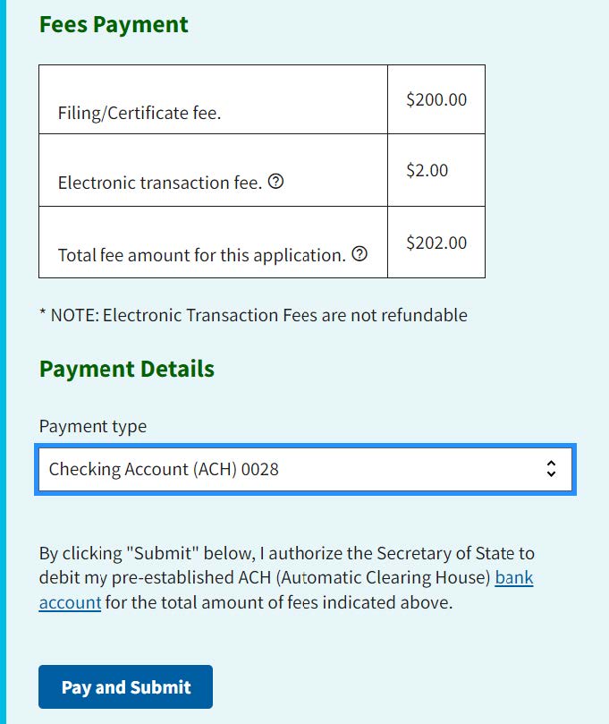 Figure 216. Pay and Submit button