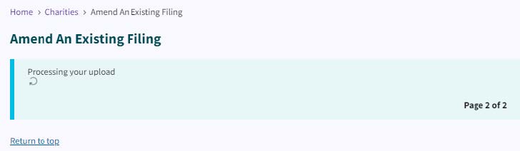 Figure 231. Upload processing message