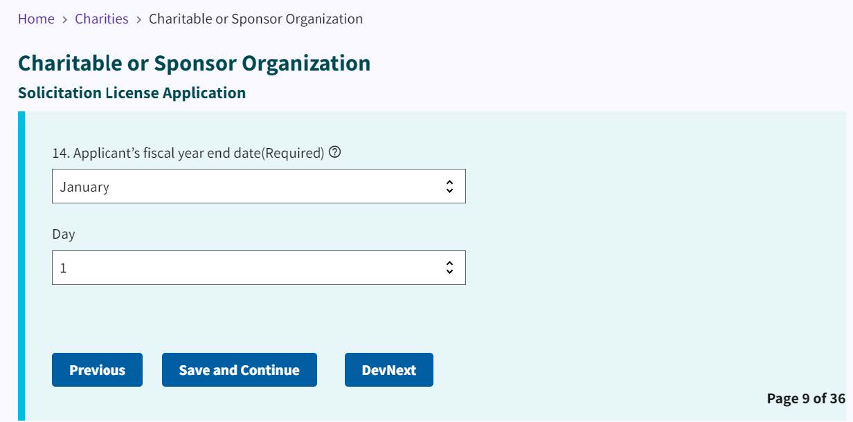 Figure 24. Fiscal year end date dropdowns