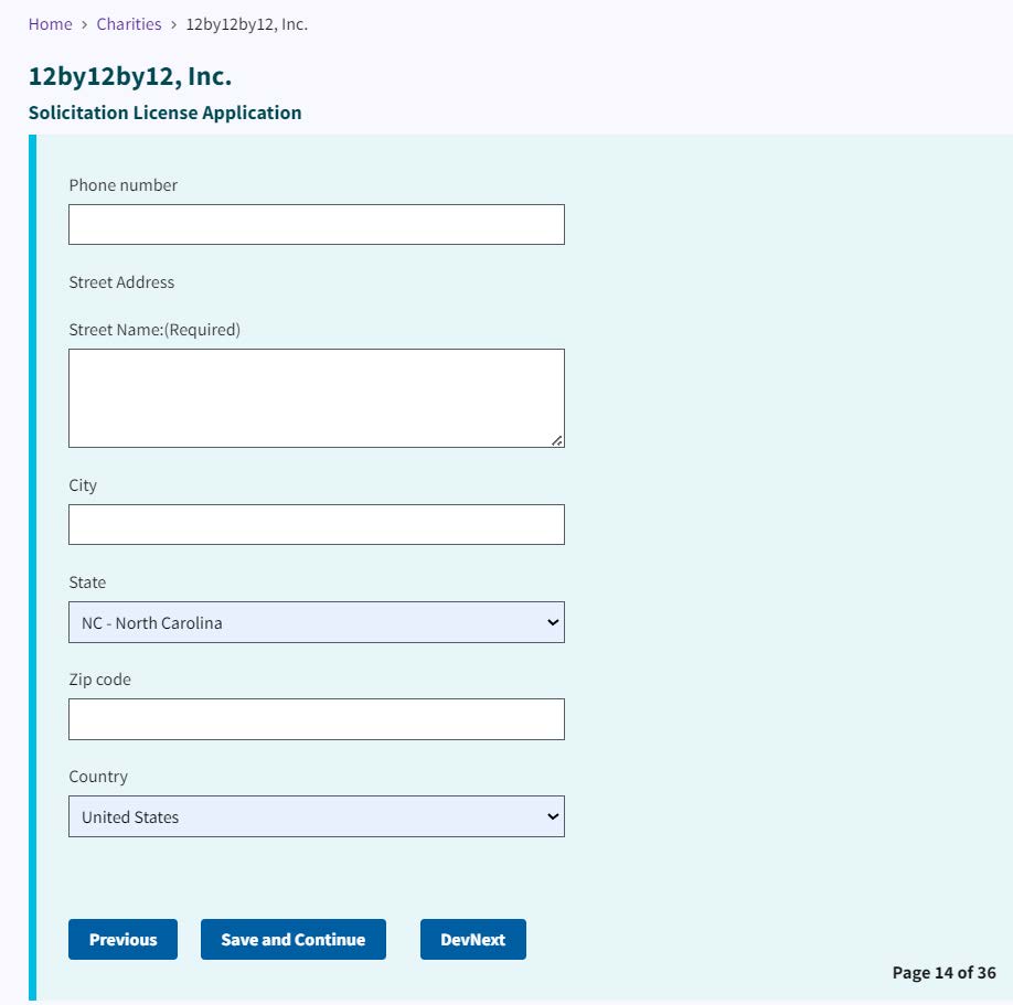 Figure 255. Entry fields for the phone number and street address of the individual with custody of the financial records