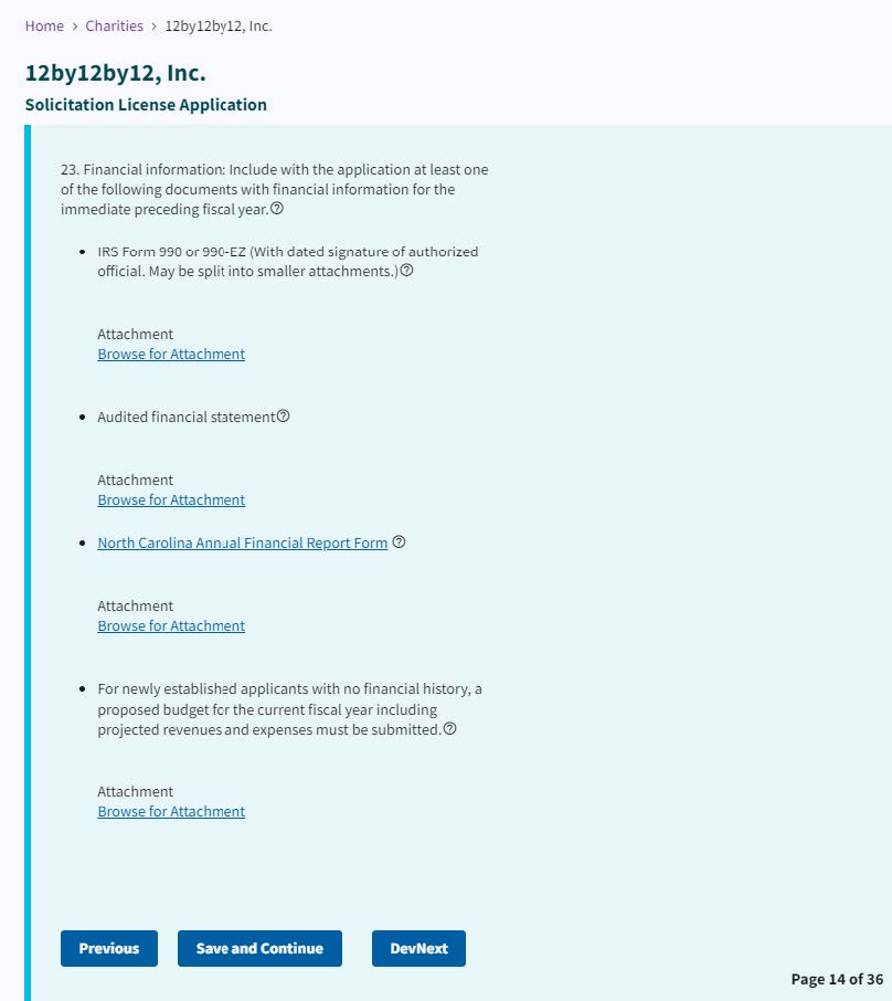 Figure Browse for Attachment links for financial documents