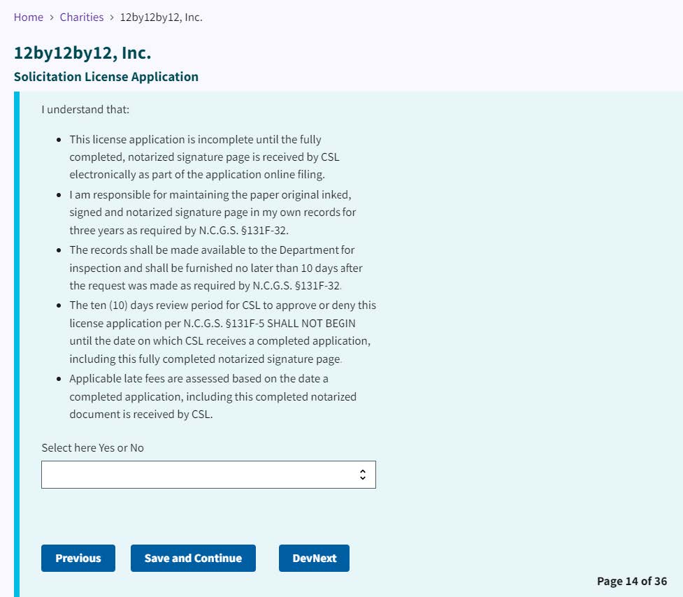 Figure 268. Application submission agreement dropdown