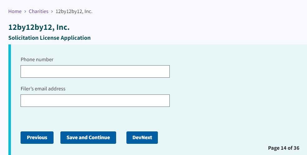 Figure 271. Filer's phone number and email address