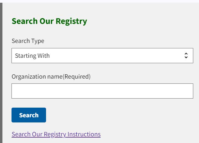 Figure 277. Search Our Registry tool