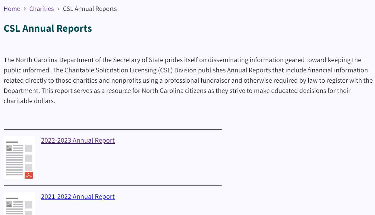 Figure 302. CSL Annual Reports page