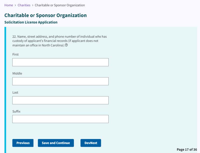 Figure 32. Name entry fields