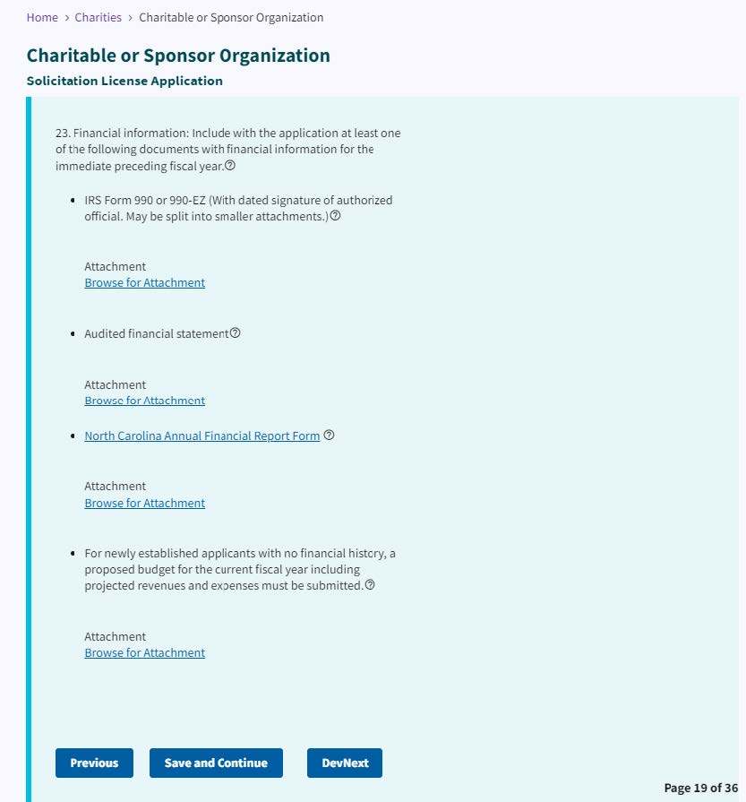 Figure 34. Financial information attachment links