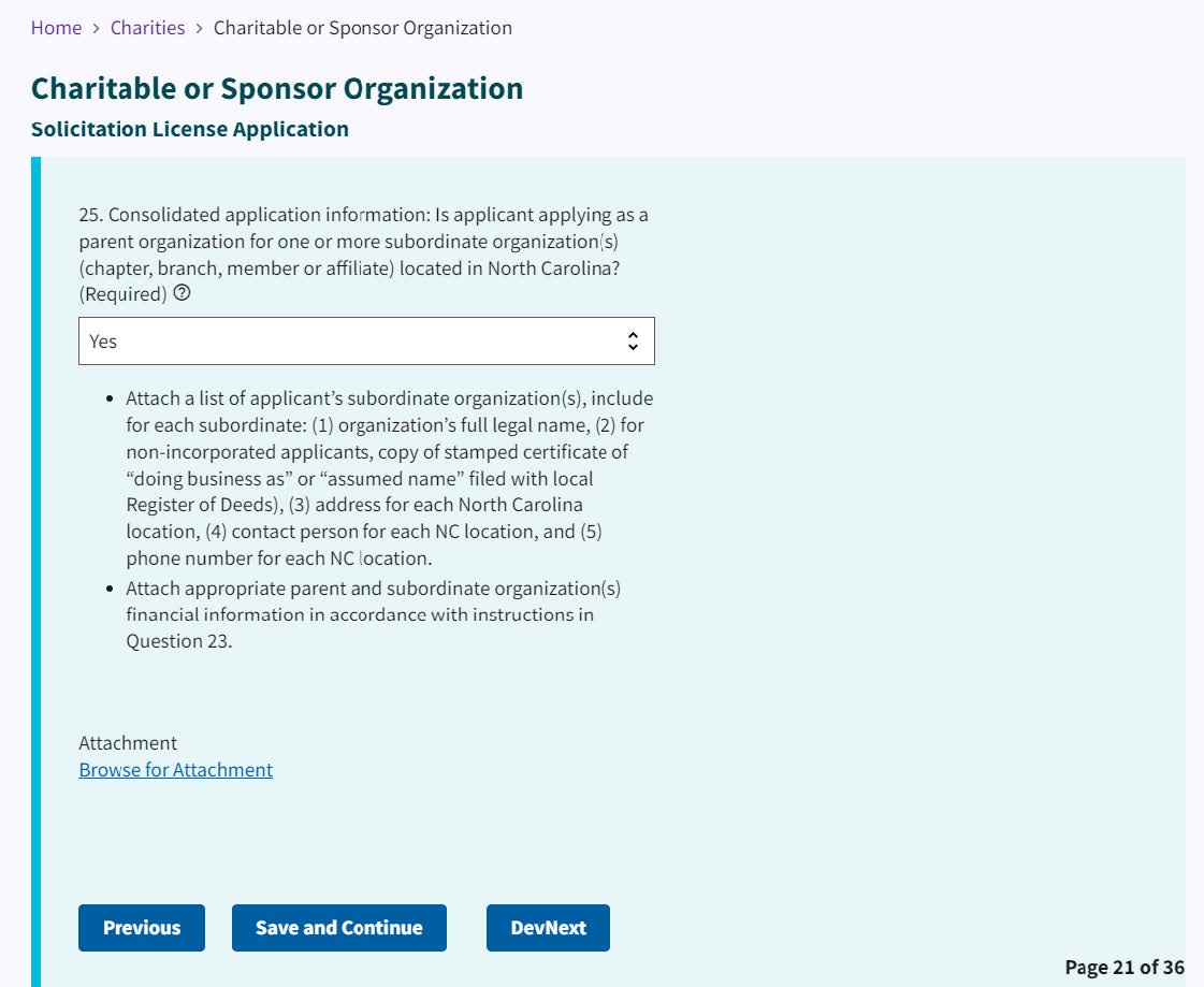 Figure 37. Attachment link for list of subordinate organizations