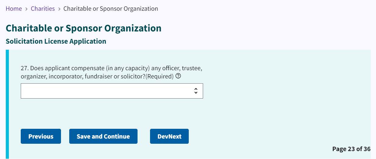 Figure 39. Compensation dropdown