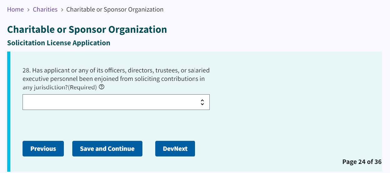 Figure 40. Soliciting contributions dropdown