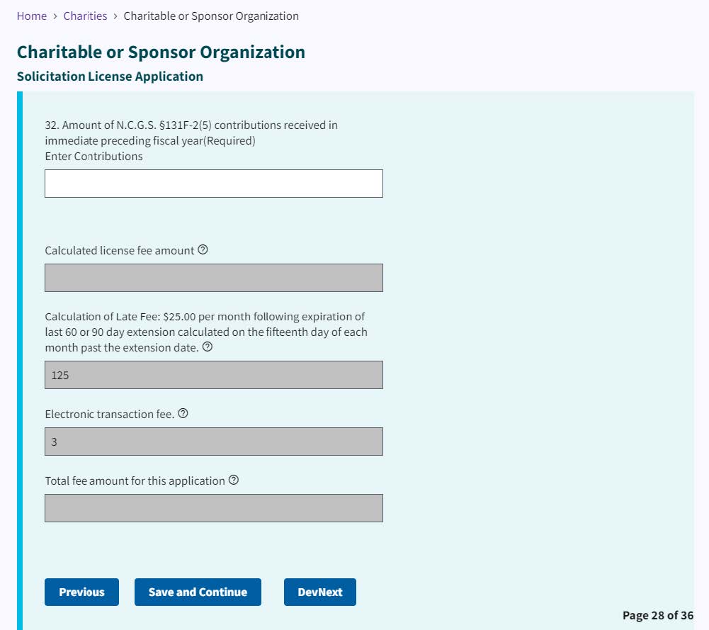 Figure 44. Contributions entry fields