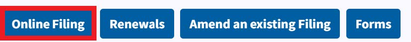 Figure 5. Online Filing button highlighted in red