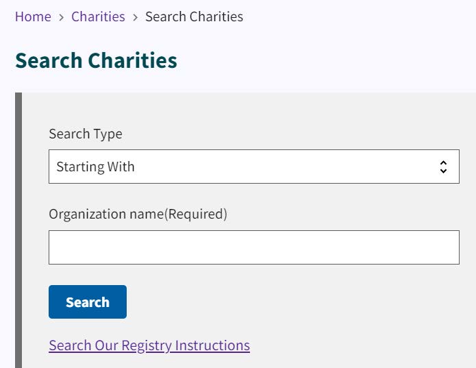 Figure 54. Search Charities page