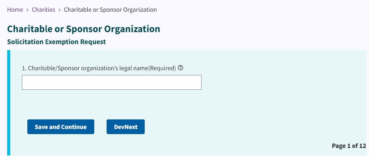 Figure 63. Organization's legal name entry field