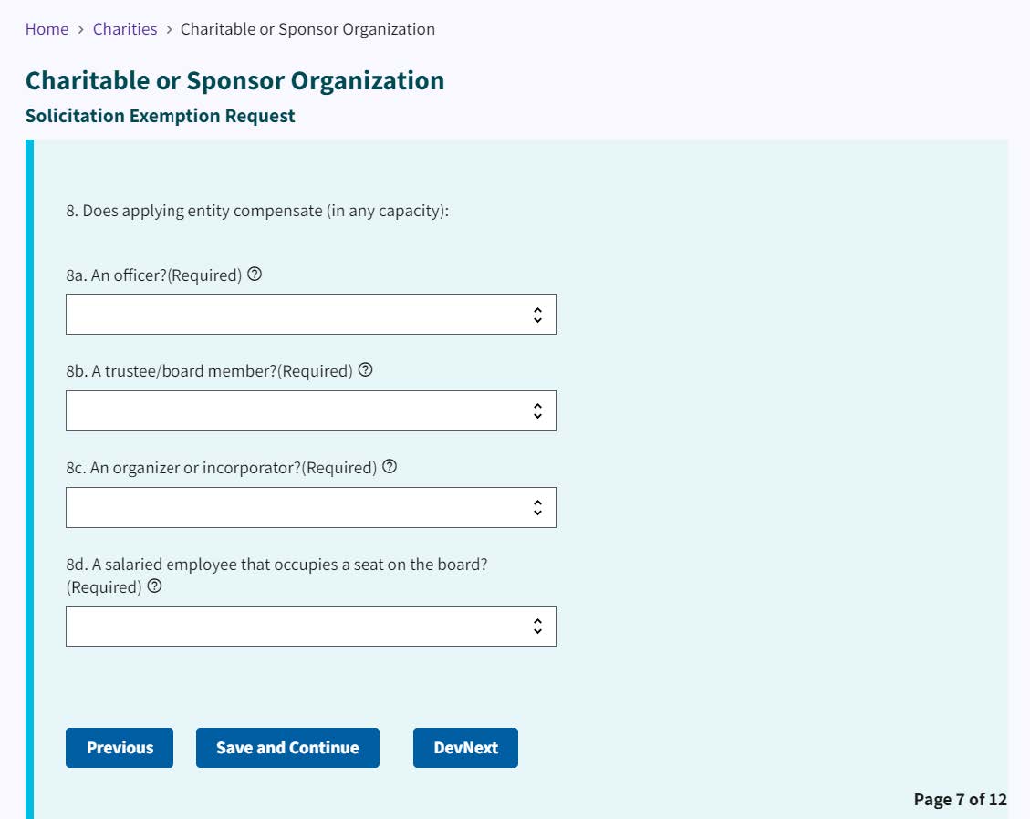 Figure 69. Compensation in any capacity dropdown