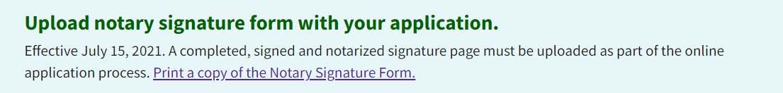 Figure 7. Notary signature reminder note