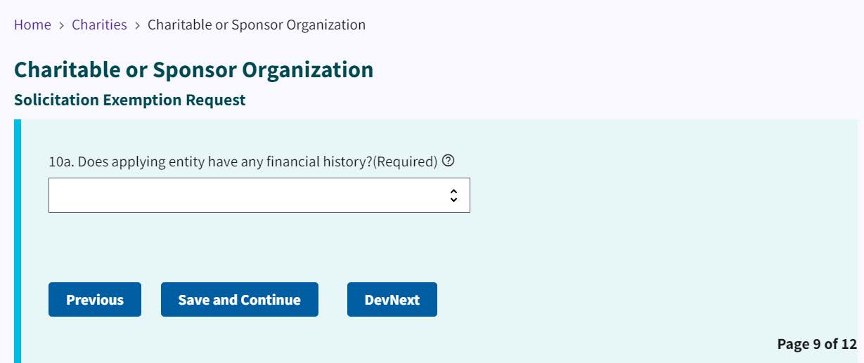 Figure 71. Financial history dropdown