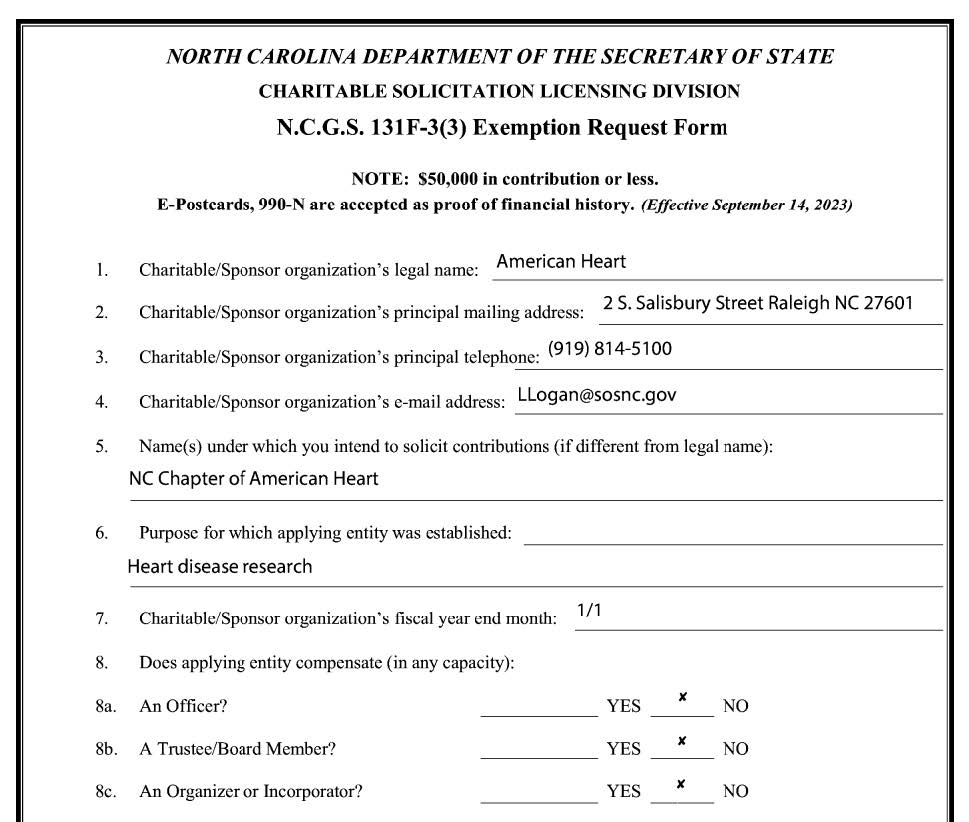 Figure 79. PDF copy of the exemption form