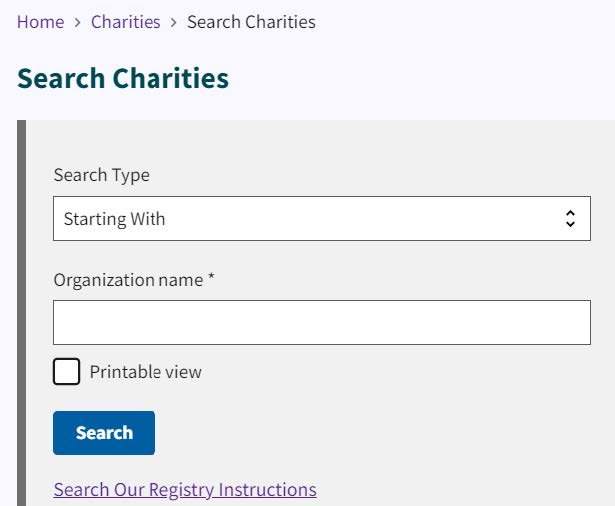 Figure 81. Search Charities page